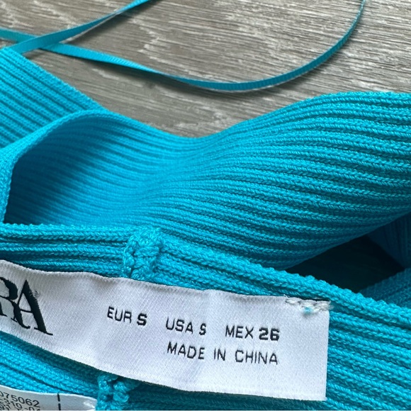 3 piece Matching Set - Ribbed Blue Cardigan Midi Pencil Skirt Crop Top - Picture 14 of 16